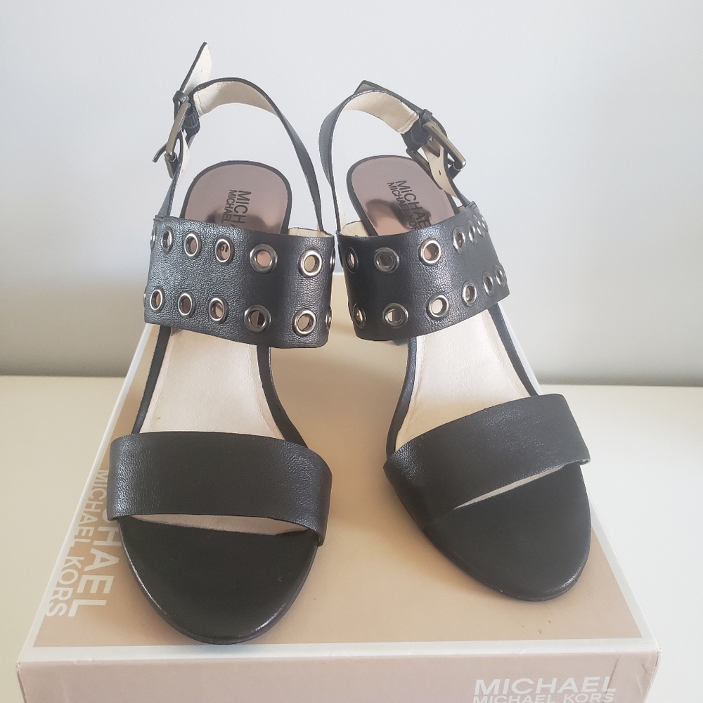 Michael Kros black grommet heels